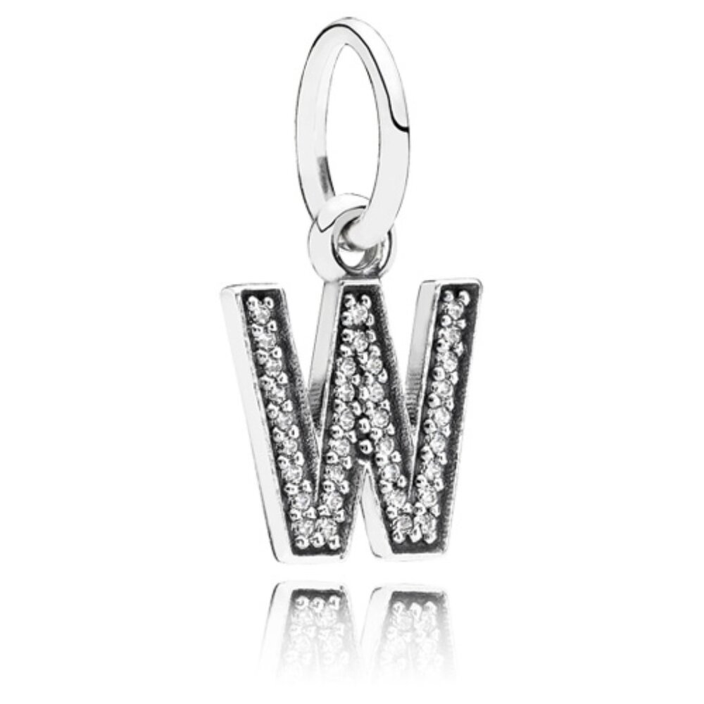 Pandora Retired Sterling Silver Alphabet Letter W Dangle  - 791335CZ